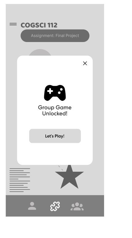 Group gamification screen with a shared puzzle reward.